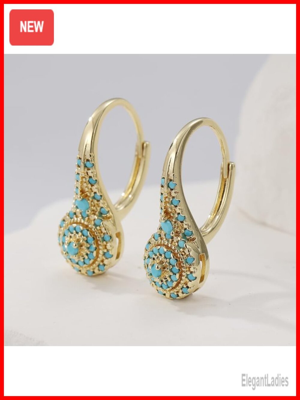 Synthetic Turquoise Earrings Elegant Banquet Fashion Jewelry